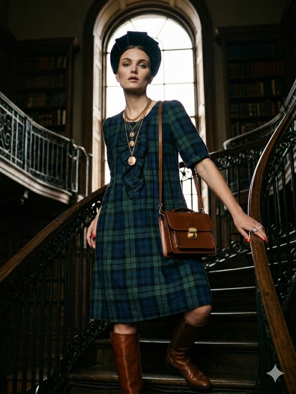 Gina Tricot Plaid Ruffle Front Japan Dress with pockets